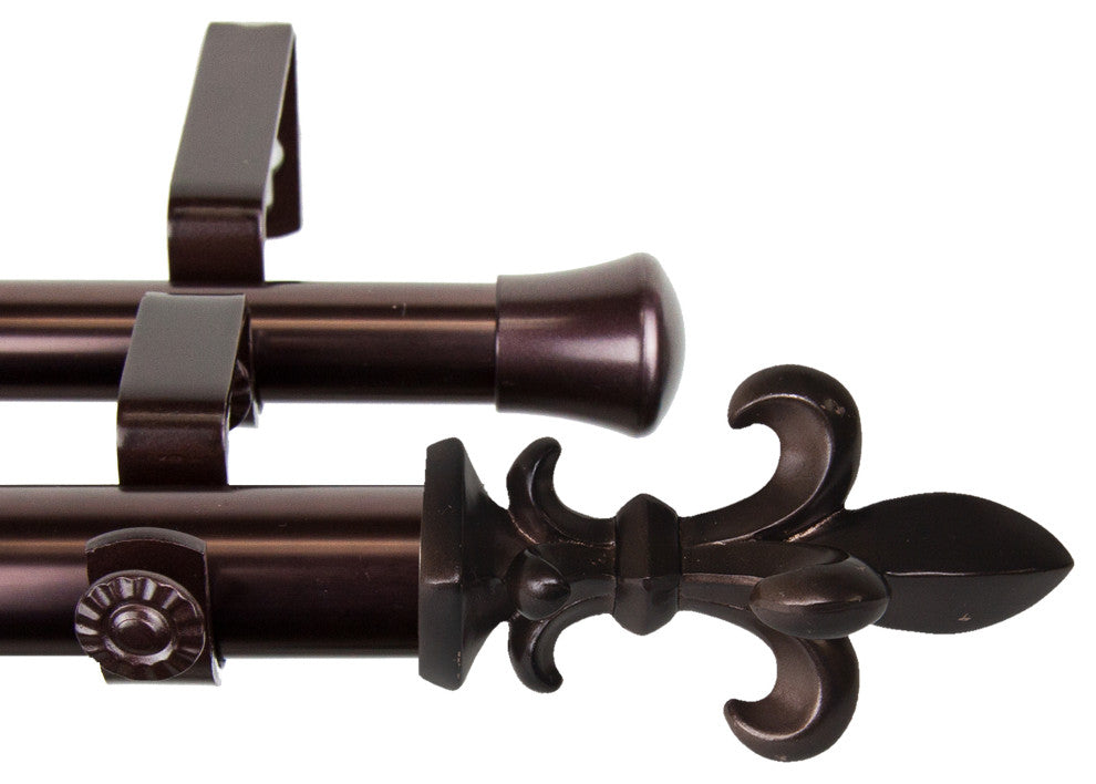 Silas 1" Diameter Double Curtain Rod, Bronze, 28-48"