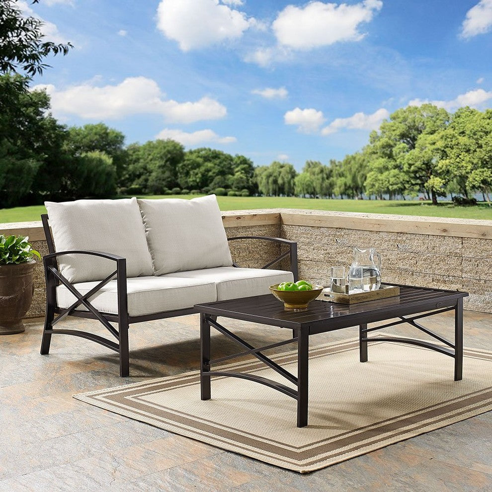 Kaplan 2-Piece Patio Set, Loveseat, Coffee Table, Oatmeal