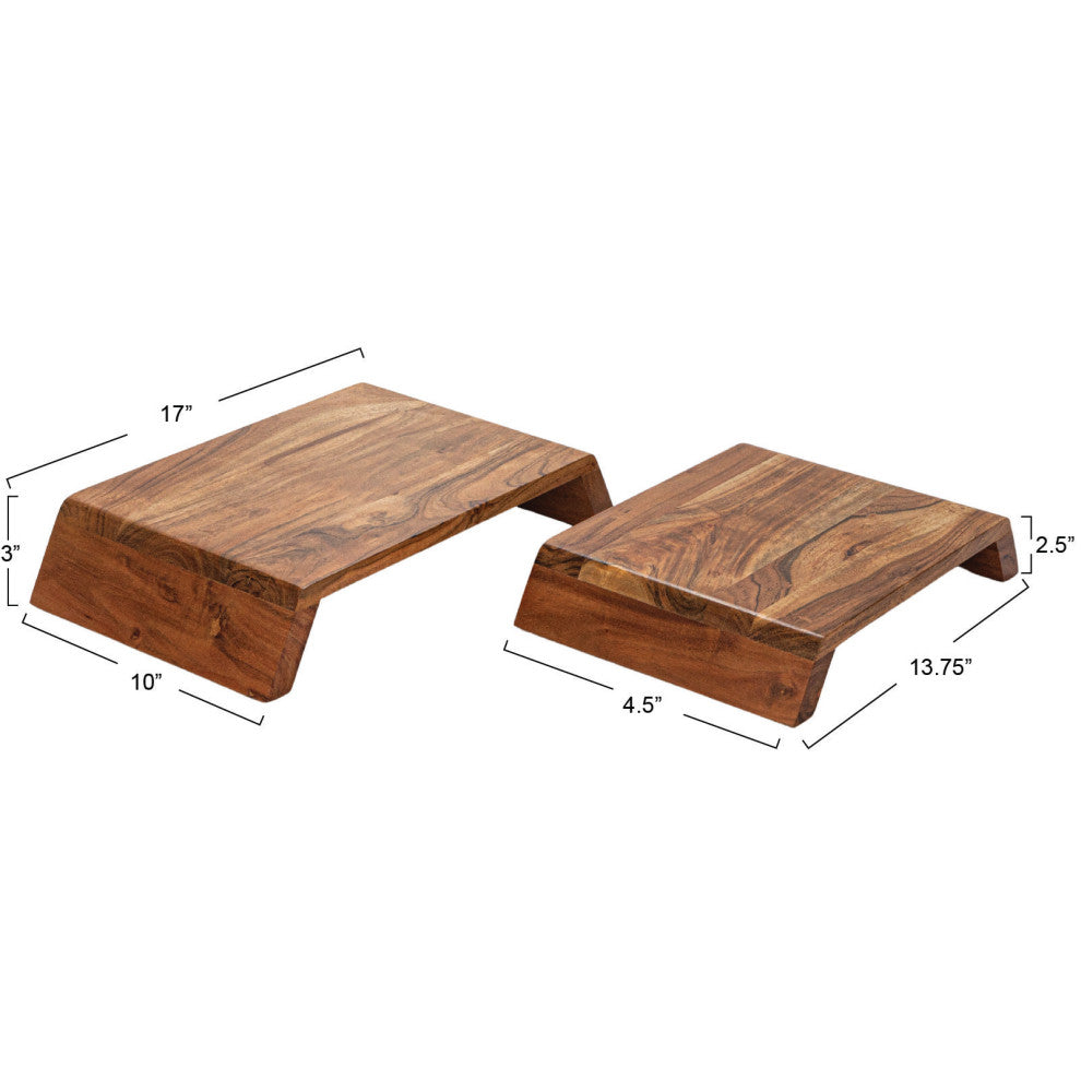 Acacia Wood Nesting Pedestals Natural, Set of 2