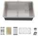 Sinber Single Bowl Kitchen Sink with 304 Stainless Steel Satin Finish, 30"x19" Workstation, Undermount