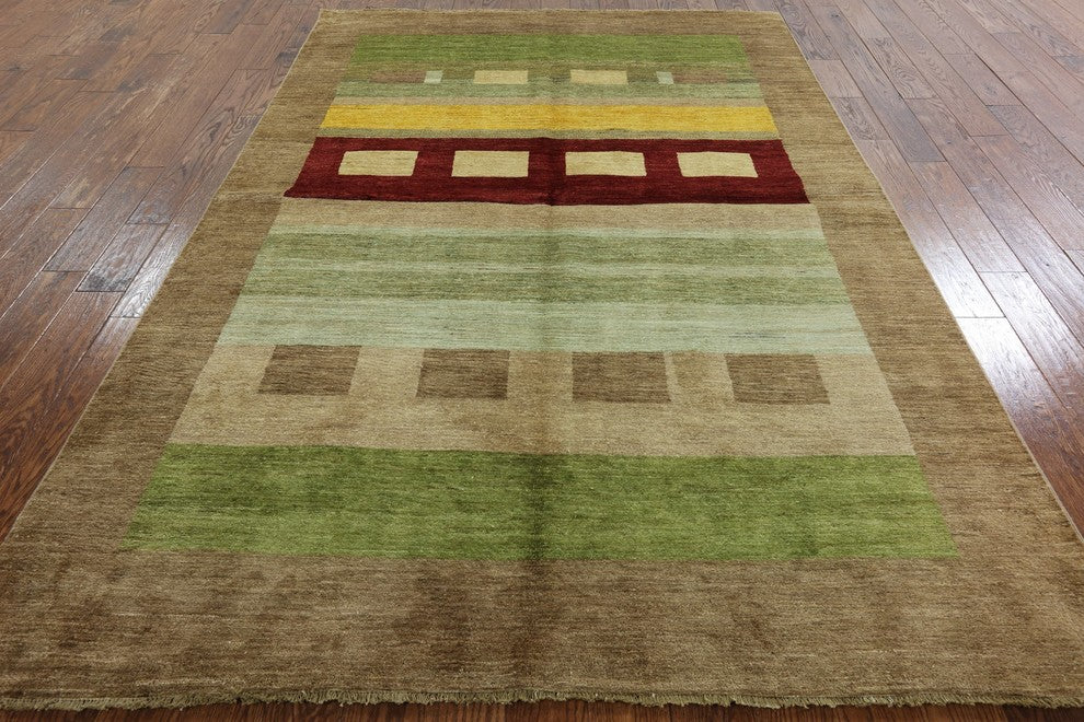 Modern Collection Multicolor 7'x10' Gabbeh Hand Knotted Wool Area Rug H9145