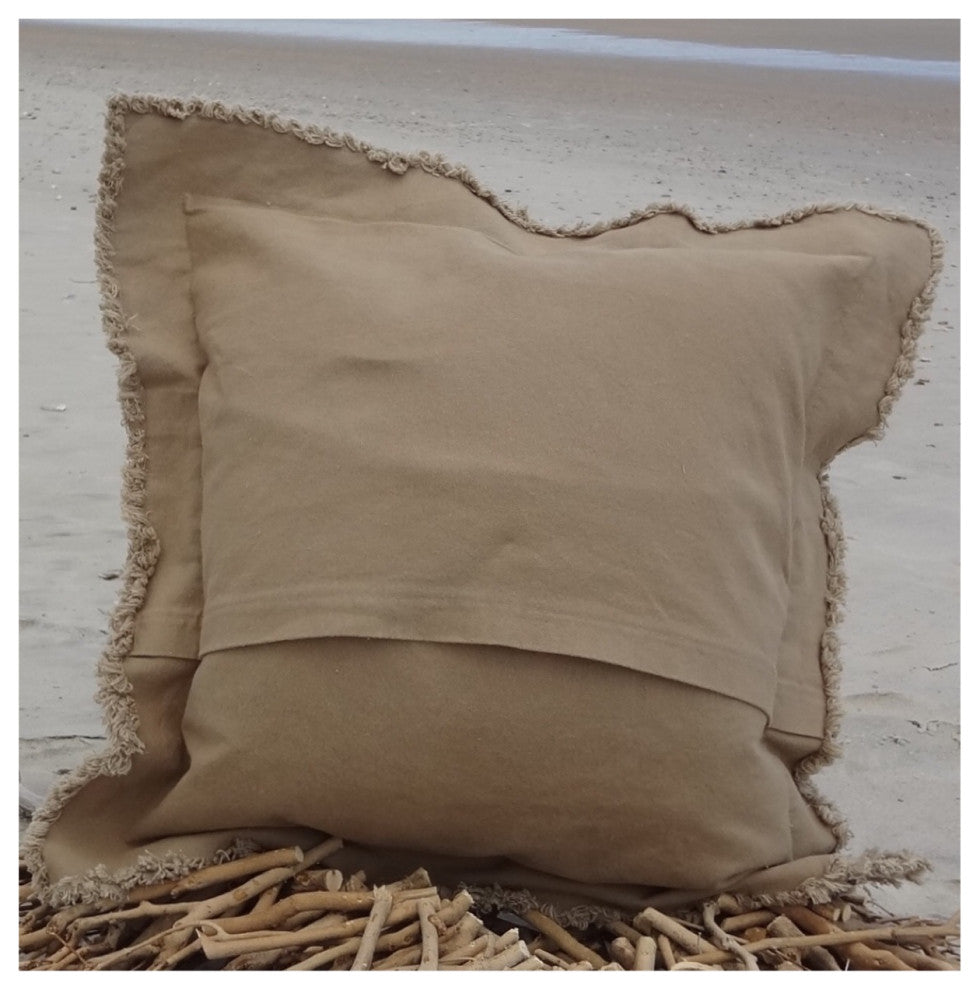 Coastal Starfish Throw Pillow, Ivory on Khaki