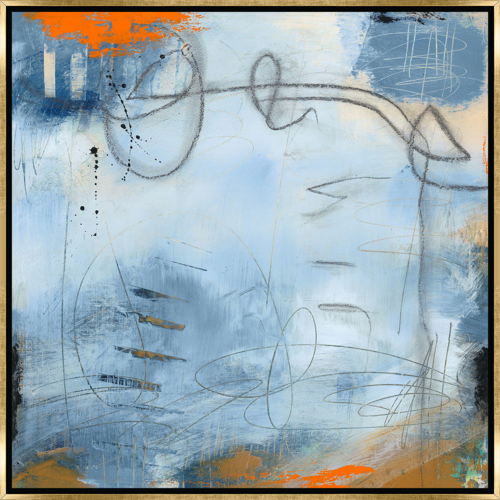 30x30 Quiet Reflection III, Framed Artwork, Gold