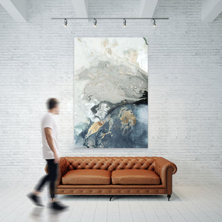 "Ocean Splash I Indigo Version" Fine Art Giant Canvas Print, 48"x72"