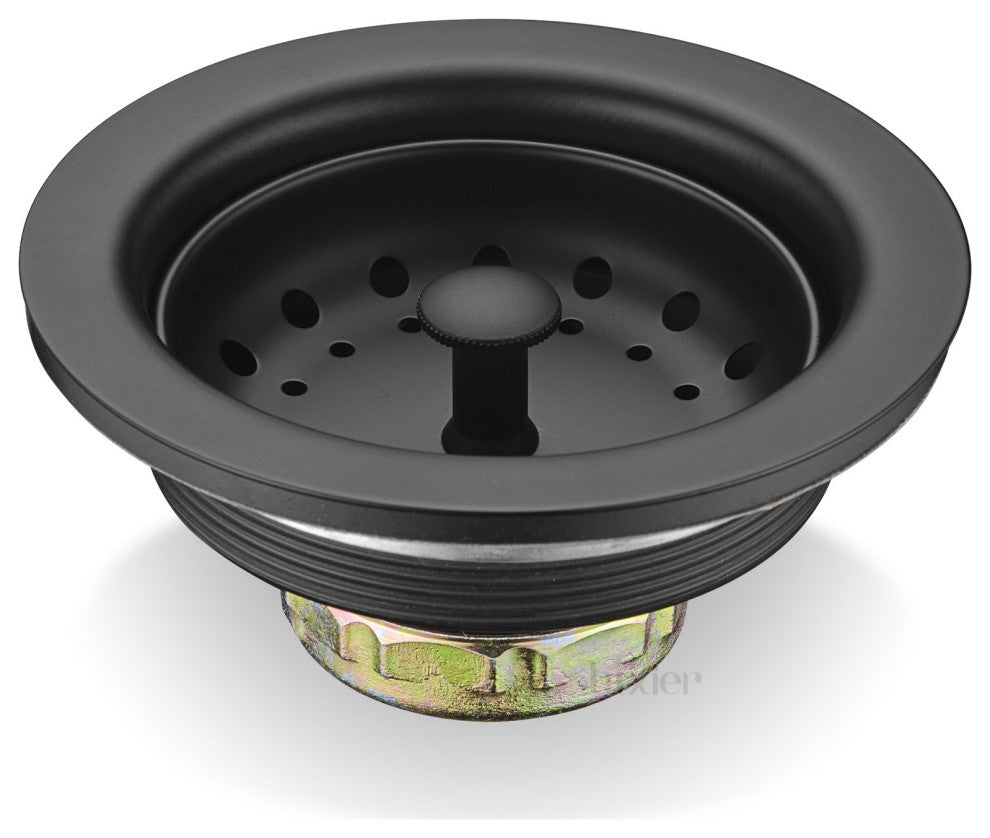 Luxier KS01 3.5" Drop-In Kitchen/Bar Sink Basket Strainer, Matte Black