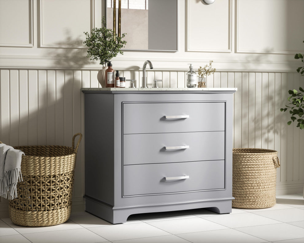 Home Living Knox 36" Single Bathroom Vanity, Grey