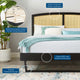 Sierra Cane and Wood Queen Platform Bed With Angular Legs Black
