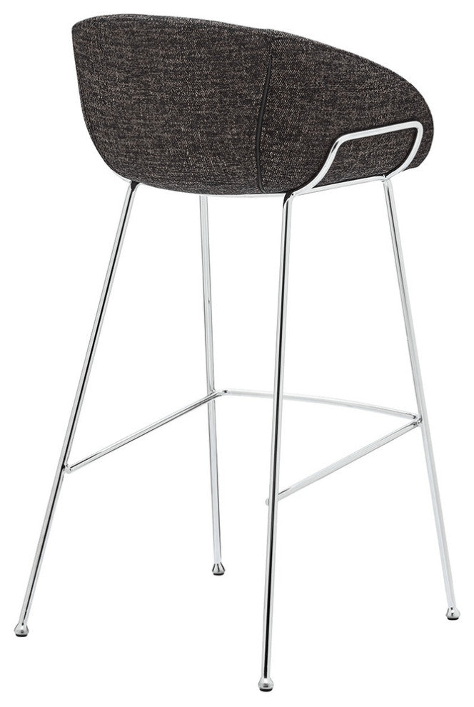 Set of Two 30" Black And Silver Steel Low Back Bar Height Bar Chairs