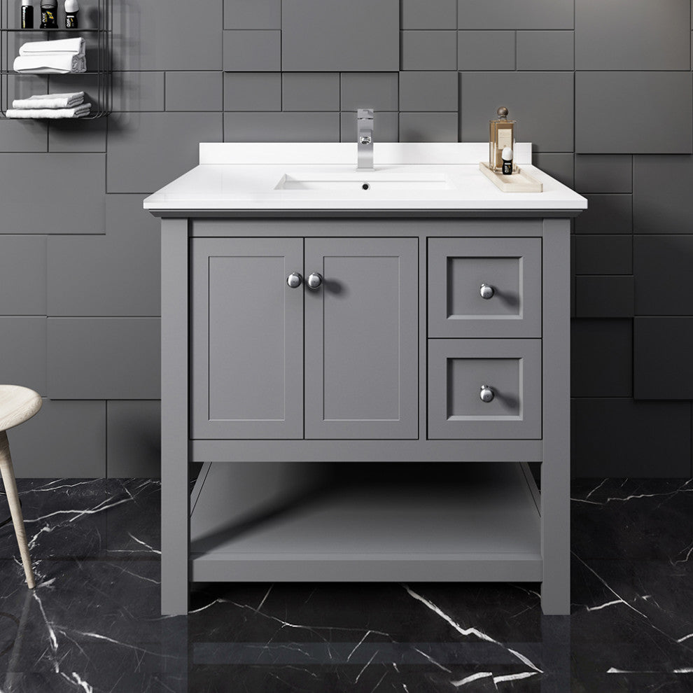 Fresca Manchester 36" Gray Cabinet With Top and Sink