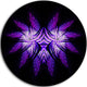 Bright Purple In Black Fractal Flower, Abstract Disc Metal Artwork, 23"