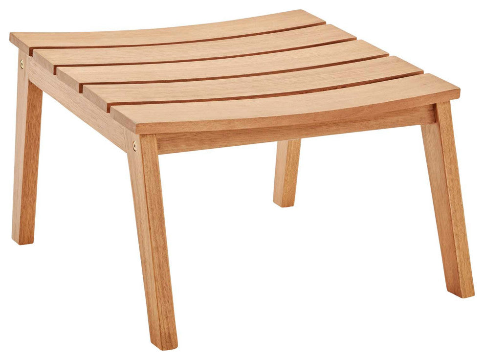 Breton Outdoor Patio Ash Wood Ottoman Natural