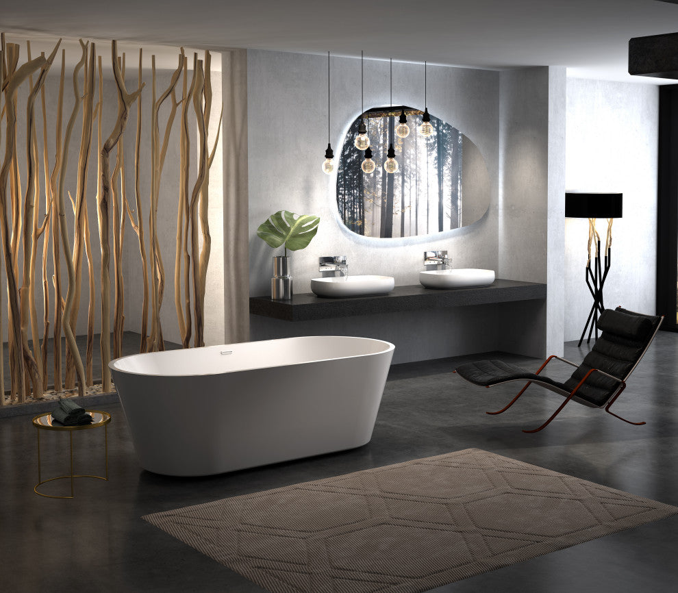 HEATGENE Acrylic Freestanding Bathtub Contemporary, 55 Inches