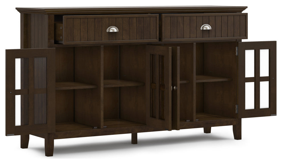 Acadian Solid Wood Large Sideboard Buffet, Brunette Brown
