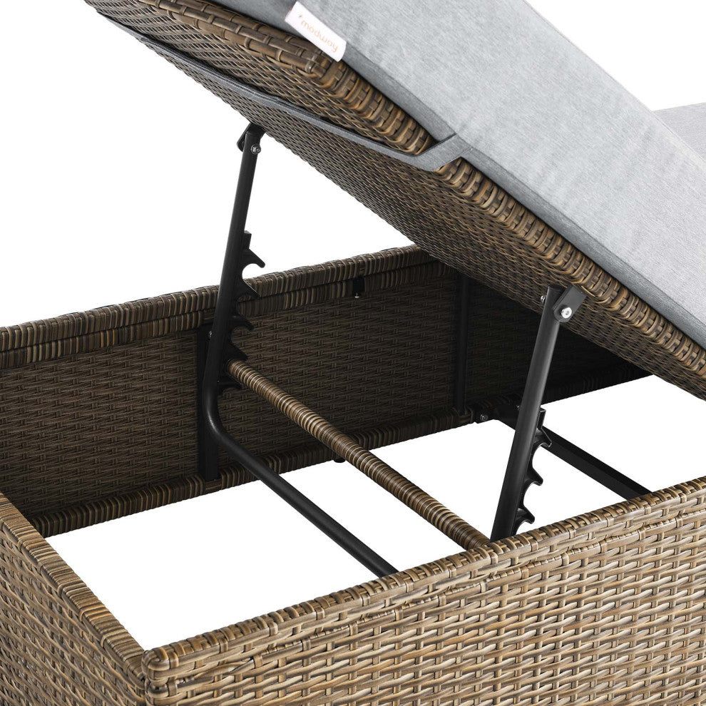 Convene Outdoor Patio Outdoor Patio Chaise Lounge Chair, Cappuccino Gray