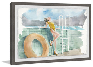 "Mustard Swimsuit" Framed Painting Print, 36"x24"