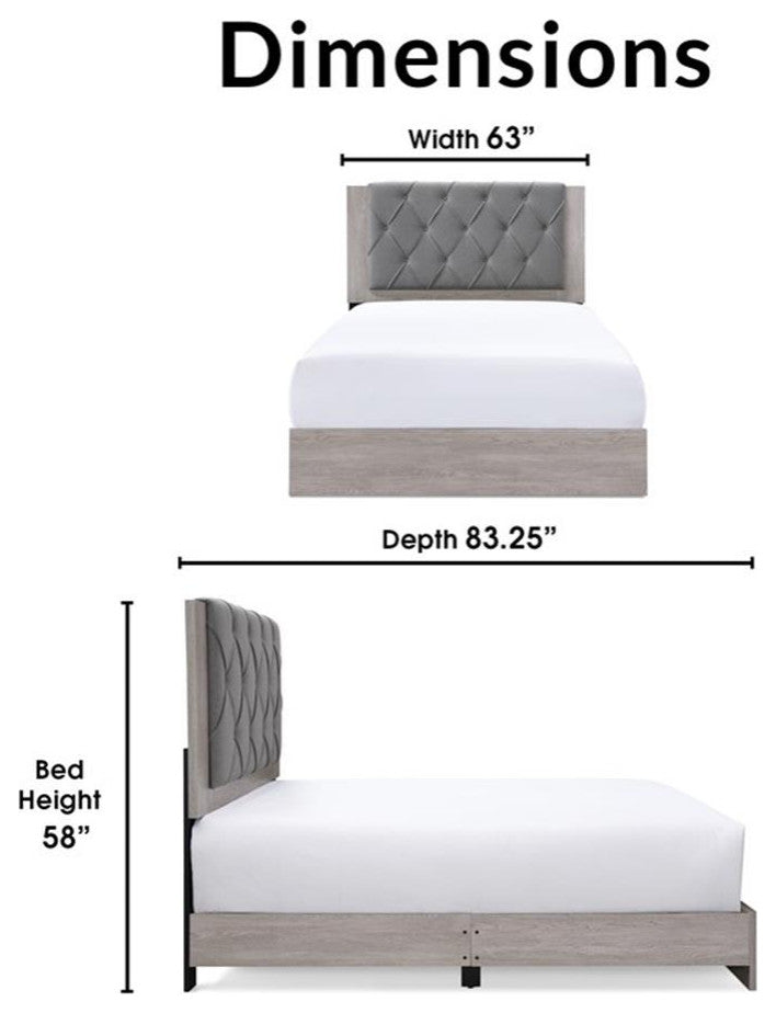ClickDecor Kenton Platform Bed Queen Size Light Gray