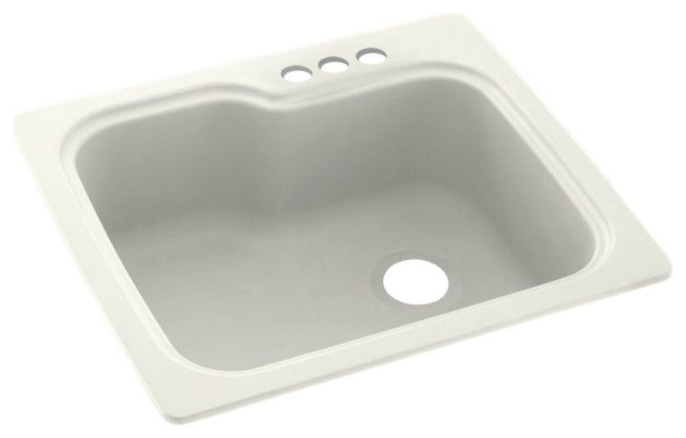 Swan 25x22x9 Solid Surface Kitchen Sink, 3-Hole, Bisque