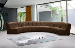 Infinity Channel Tufted Velvet Modular Chair, Brown, 6 Piece