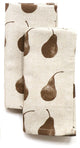 Set of Four Light Brown Pear Pattern Placemats and Four Matching Napkins