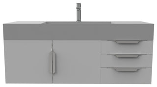 CastelloUSA Amazon 48" Wall Mounted Vanity Set, Gray, Gray Top, Brushed Nickel