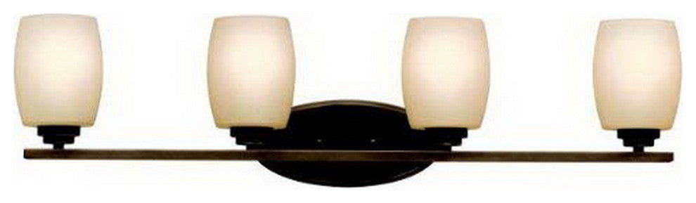 Olde Bronze And Etched Glass 4 Light Bath Wall Fixture