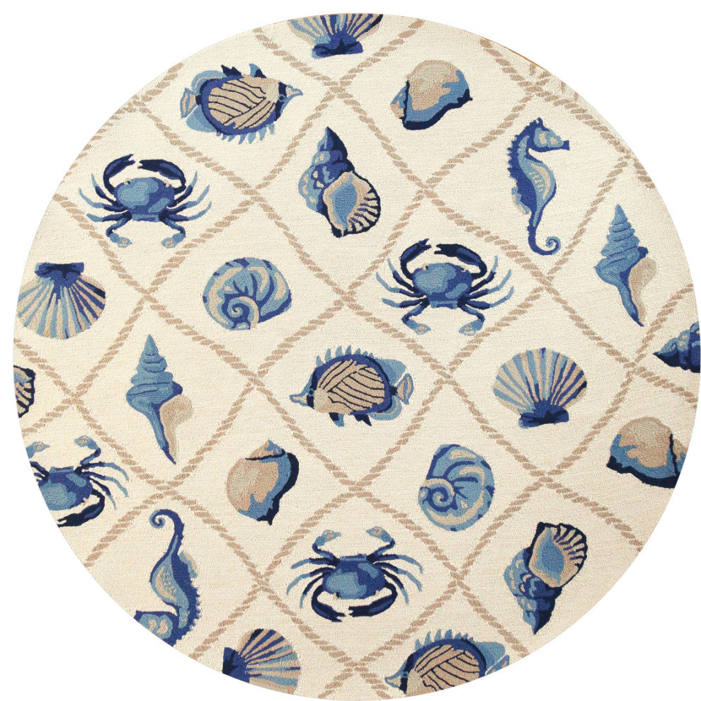 KAS Harbor 4217 Sand Seaside Area Rug, 8'x8' Round