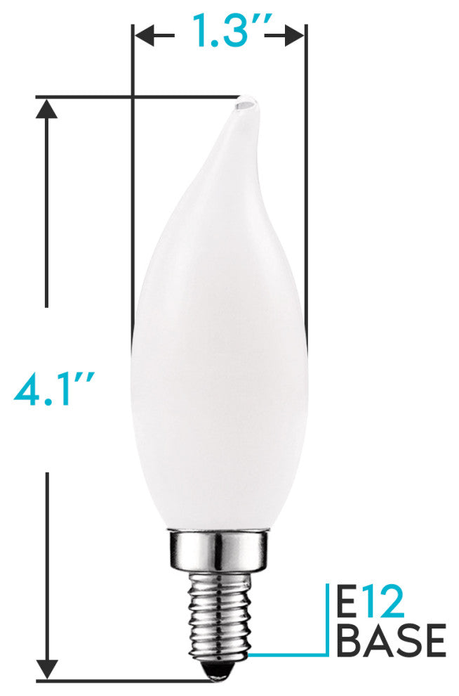 Luxrite 4W Frosted Candle LED Bulb Warm White E12 Flame Tip 24 Pack