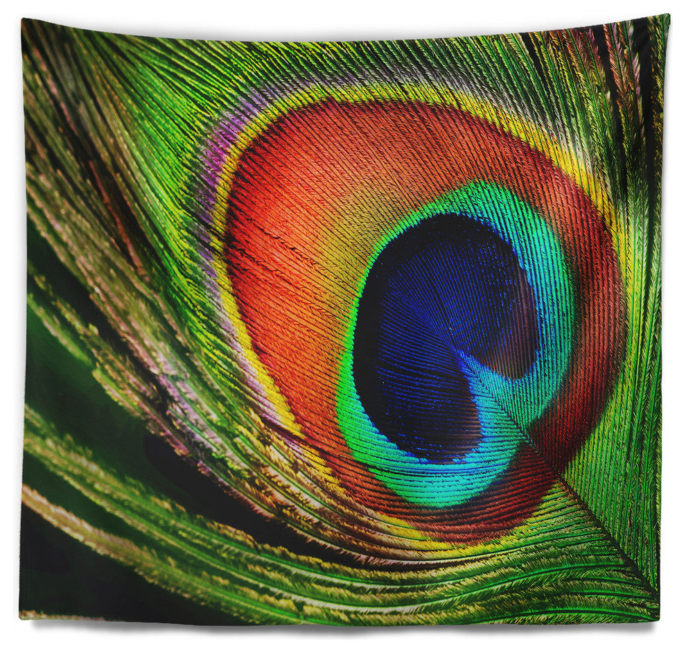 Peacock Feather Photography Wall Tapestry, 39"x32"