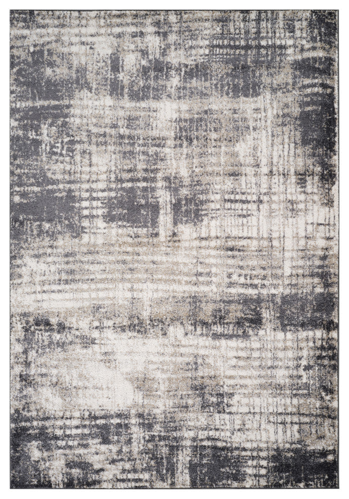 Clifton Abstract Gray Power-Loom Area Rug 6'7" x 9'