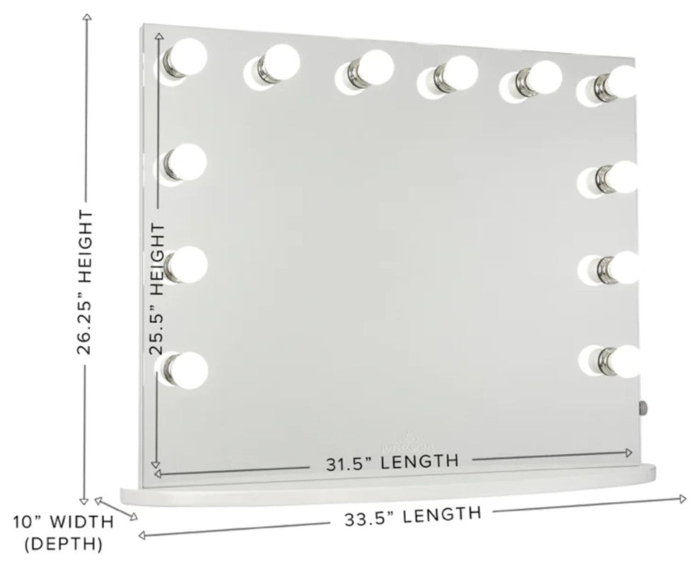 Hollywood Premiere Slim Plus Vanity Mirror, White, White, Small