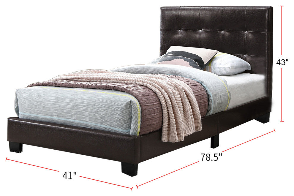 Faux Leather Upholstered Bed, Black, Full