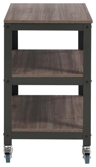Modway Vivify 30" Tiered Wood & Metal Serving Stand TV Cart in Gray/Walnut