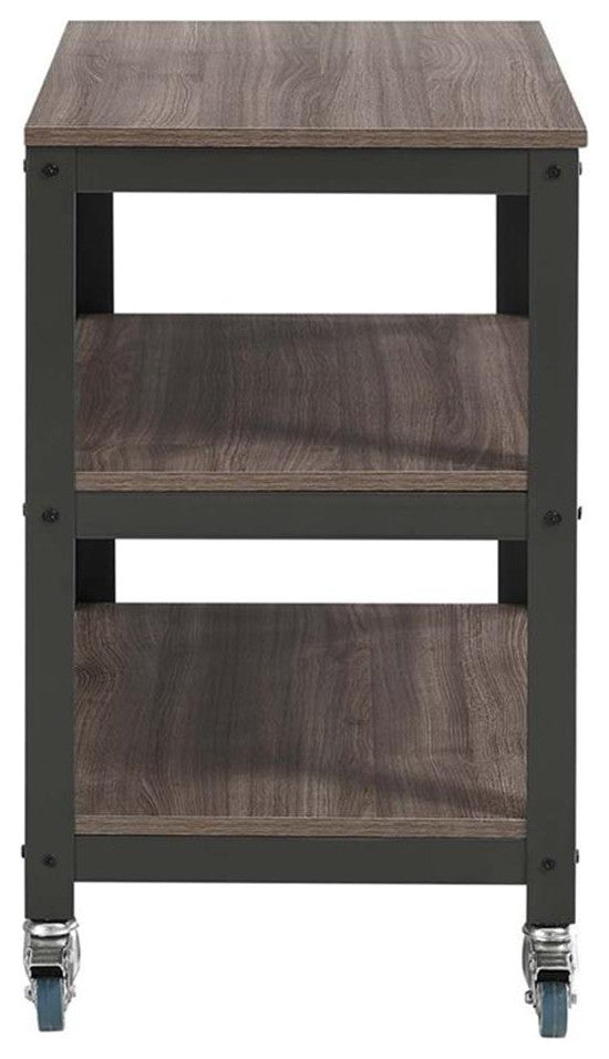 Modway Vivify 30" Tiered Wood & Metal Serving Stand TV Cart in Gray/Walnut