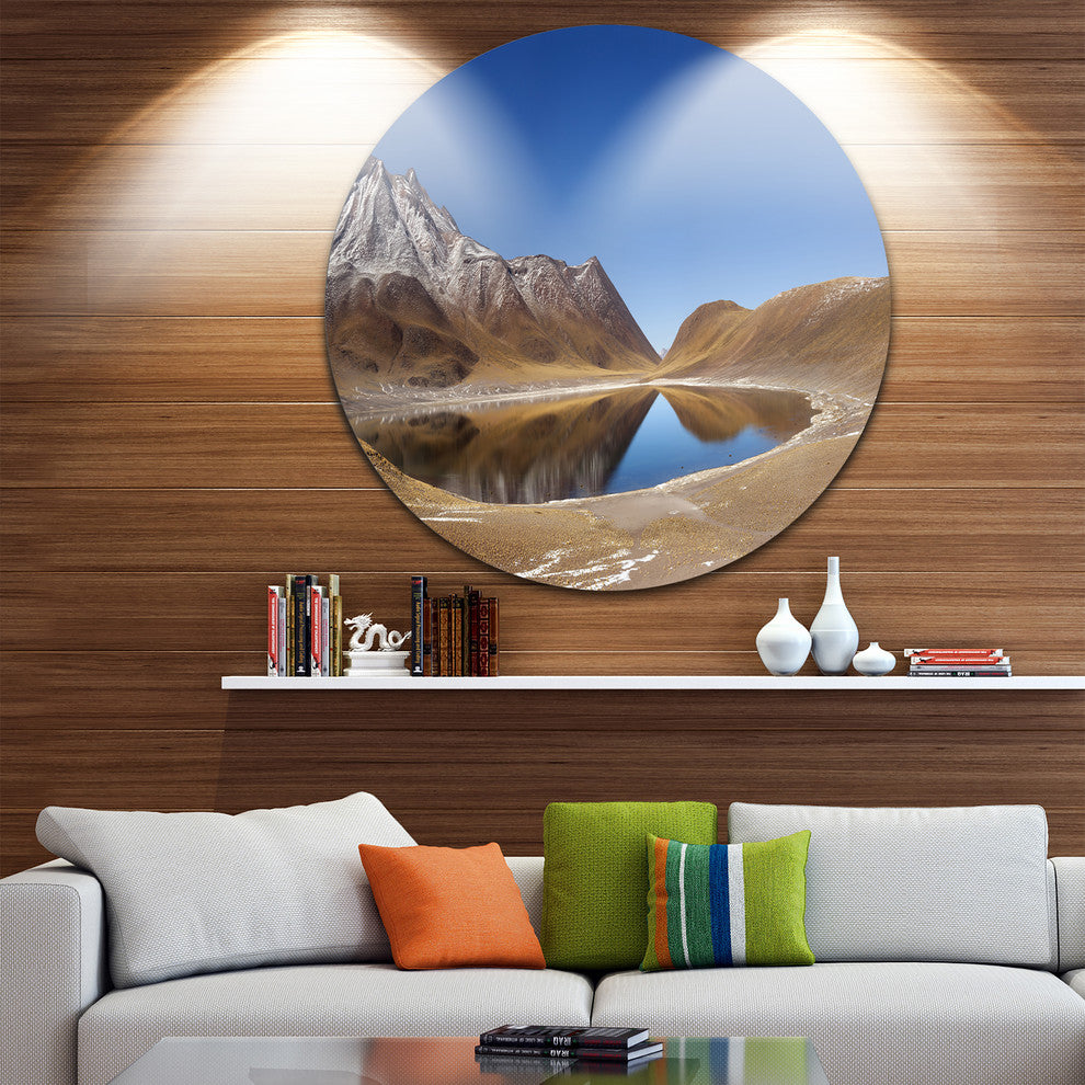 Miniques Lagoon North Of Chile, Seashore Round Metal Wall Art, 11"