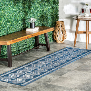 Nuloom Ranya Tribal Indoor/Outdoor Contemporary Area Rug, Blue 2'x8'