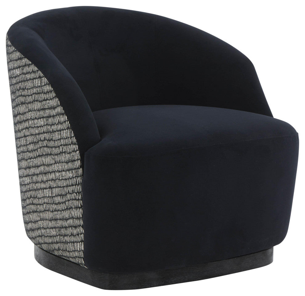 Reese Black Velvet Swivel Chair