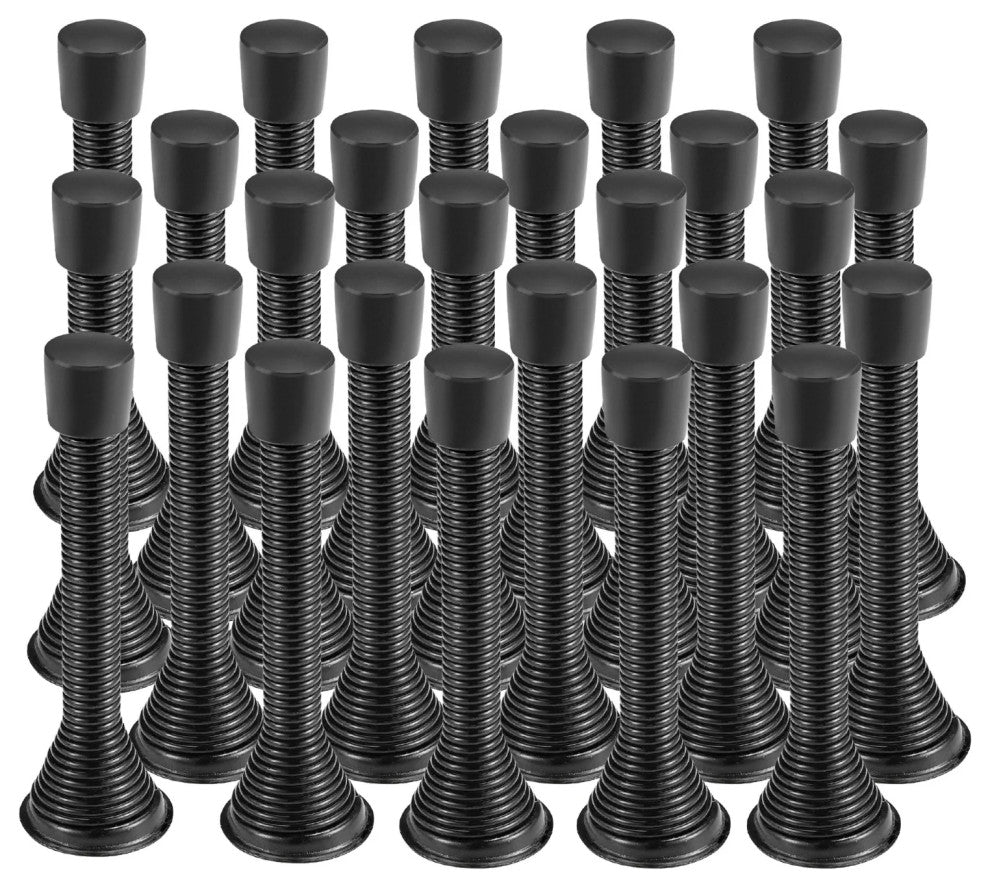 Matte Black Baseboard Spring Door Stop, 25-Pack