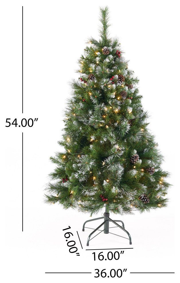 4.5' Mixed Spruce Artificial Christmas Tree, Pre-Lit Clear