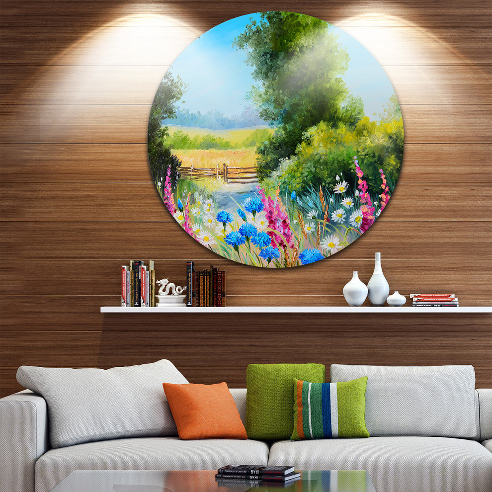 World Of Flowers, Floral Disc Metal Wall Art, 38"