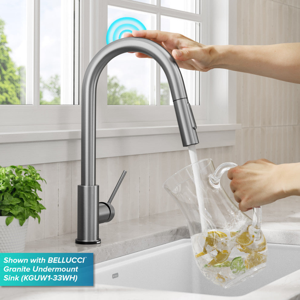 Oletto Pull-Down 1-Hole Kitchen Faucet, Spot Free Stainless Steel