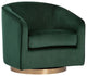 Maklaine 19" Modern Fabric Barrel Back Swivel Lounge Chair in Deep Green