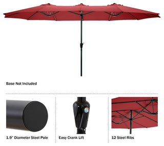Pure Garden 15 Ft Double Patio Umbrella, Red