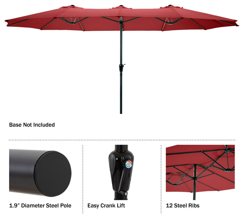 Pure Garden 15 Ft Double Patio Umbrella, Red