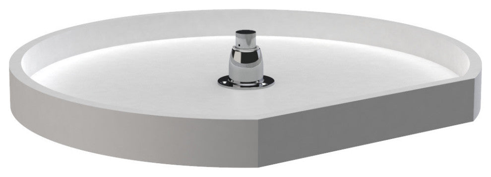 Polymer D-Shape 2-Shelf Lazy Susan for Corner Wall Cabinets, White, 22"W