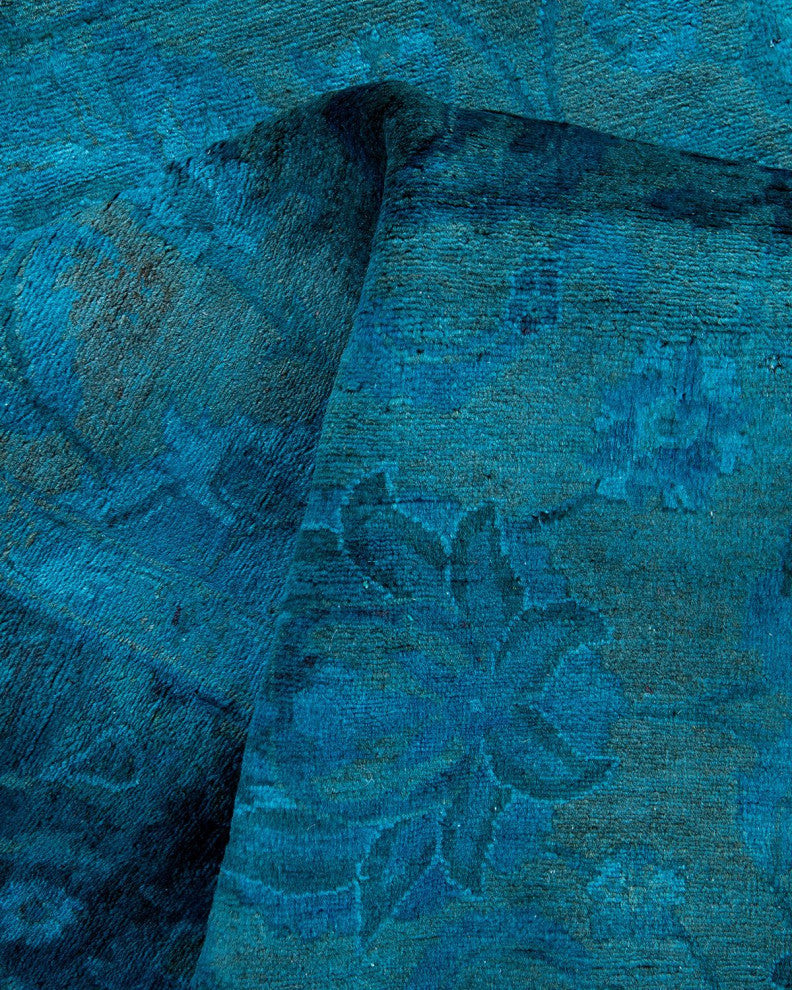 Fine Vibrance, One-of-a-Kind Hand-Knotted Area Rug Blue, 4'7"x7'6"