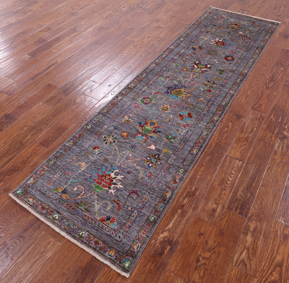 2' 7" X 9' 10" Persian Tabriz Hand Knotted Wool Runner Rug Q9647