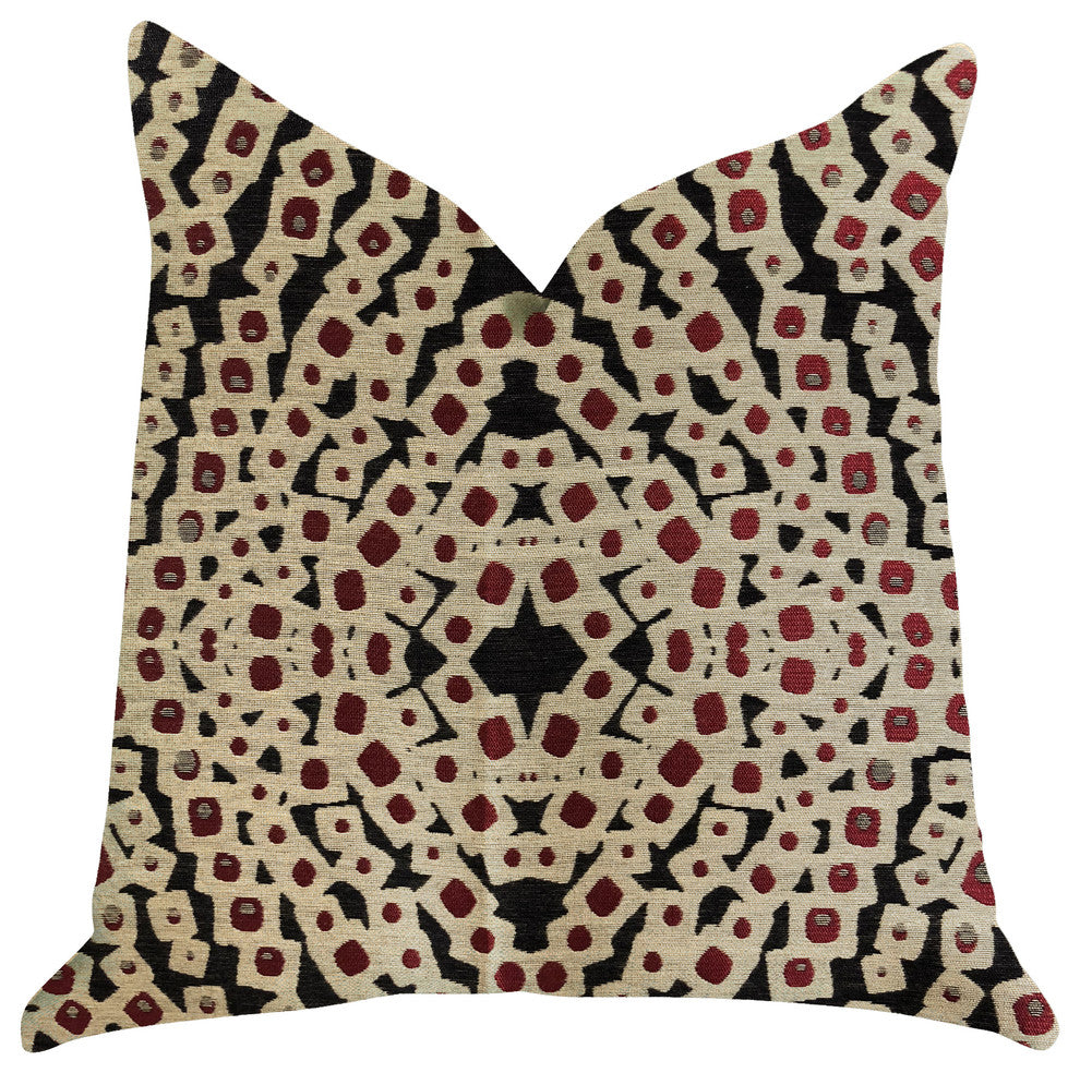 Scarlet Gem Luxury Throw Pillow in Red and Black, 24"x24"