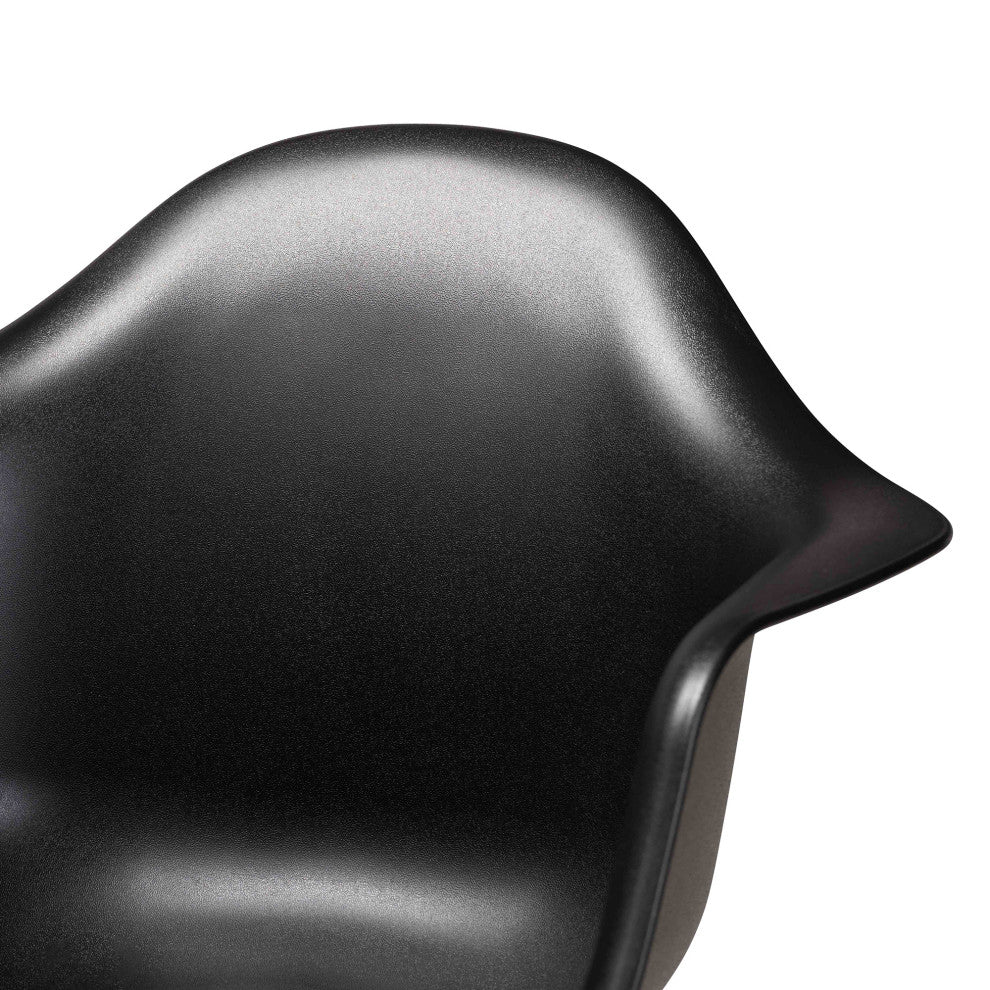 Galen Black Finish Plastic and Oak Brown Finish Wood 4-Piece Dining Chair Set