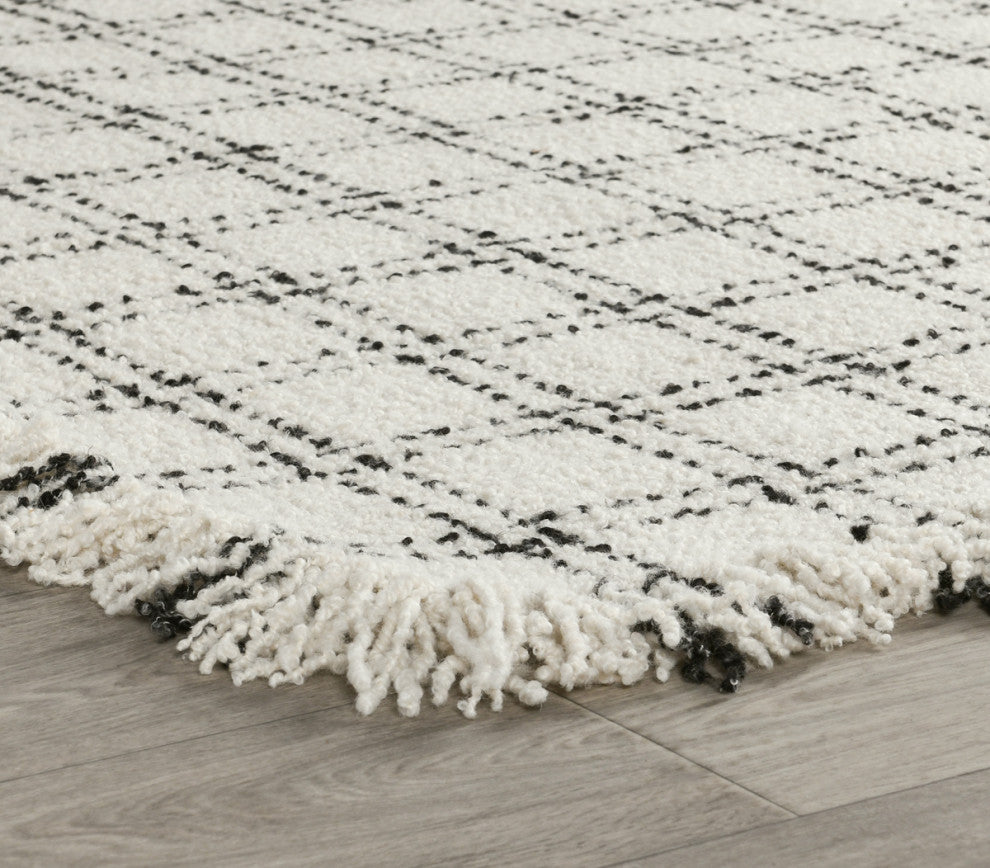 Classic Home Bradbury Wool Check Ivory/Black 9x12 Rug