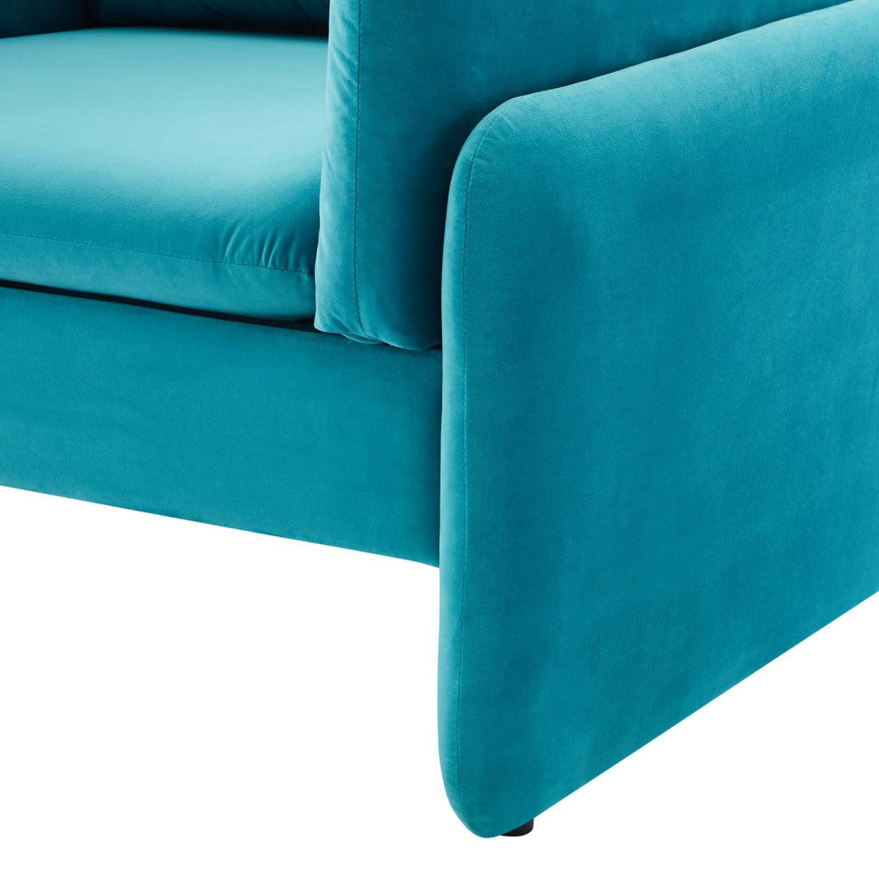 Armchair Accent Chair, Velvet, Blue, Modern, Living Lounge Hotel Hospitality